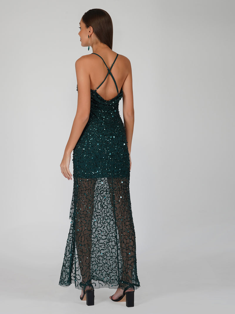 Nair Green Sequin Maxi Dress